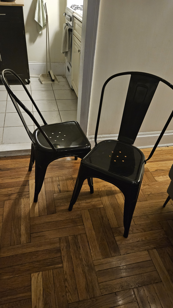 Chairs, set of 2, black metallic glossy. - photo 2