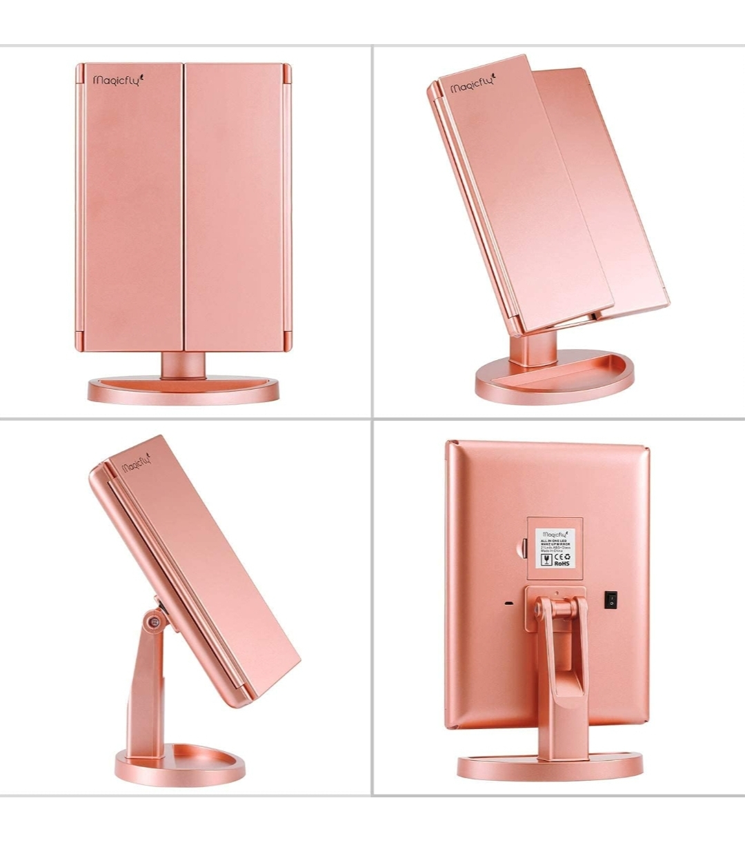 Magicfly LED Lighted Makeup Mirror Tri Fold image indicator(3)