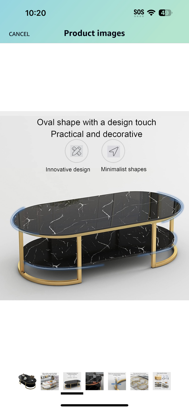 MODERN DESIGN: Elegant faux marble coffee table image indicator(5)