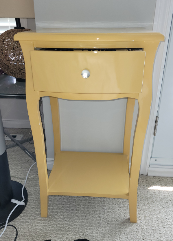 Yellow side table with drawer thumbnail