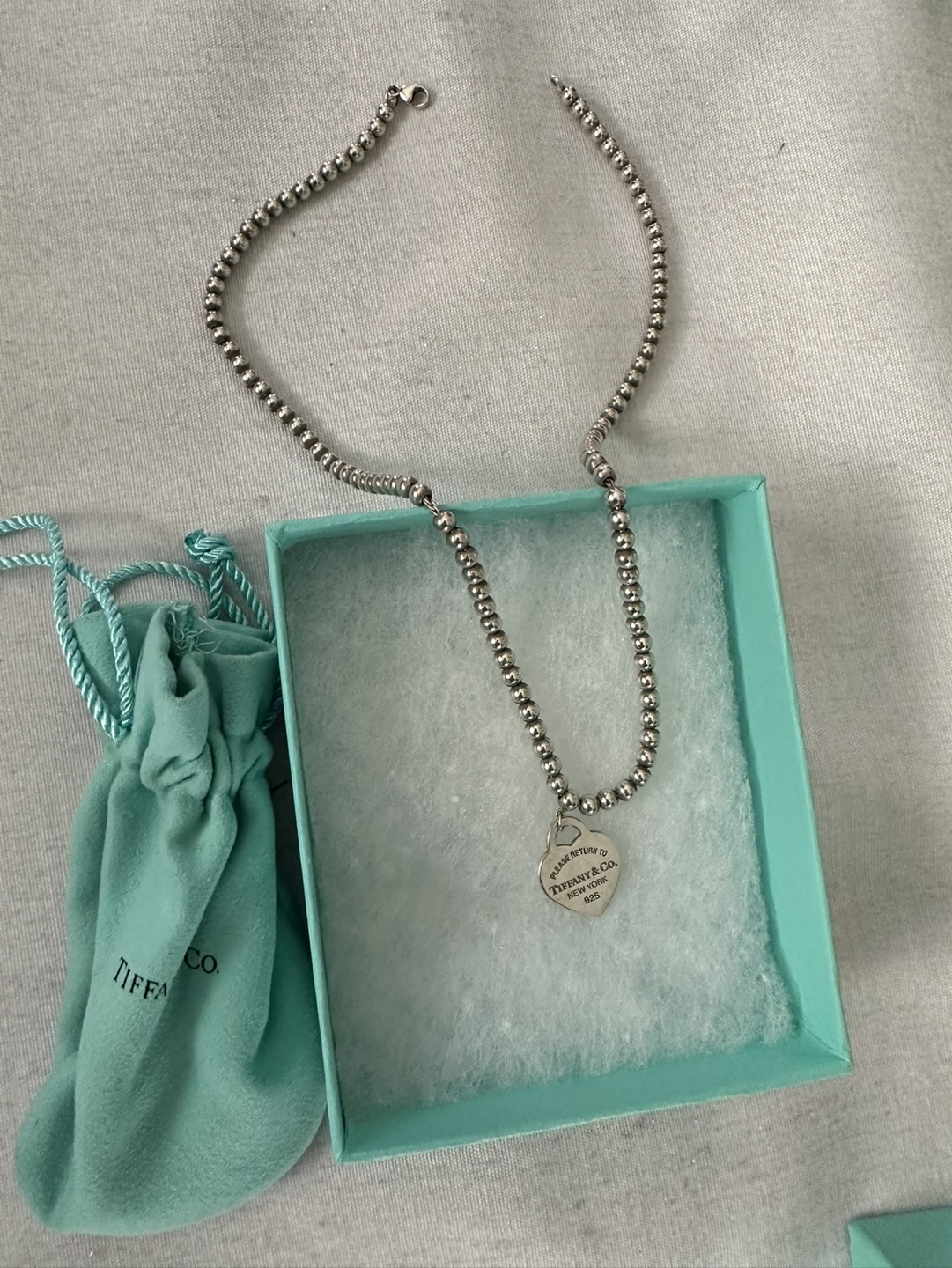 Tiffany’s Heart Tag Bead Necklace 16 inch - photo 4