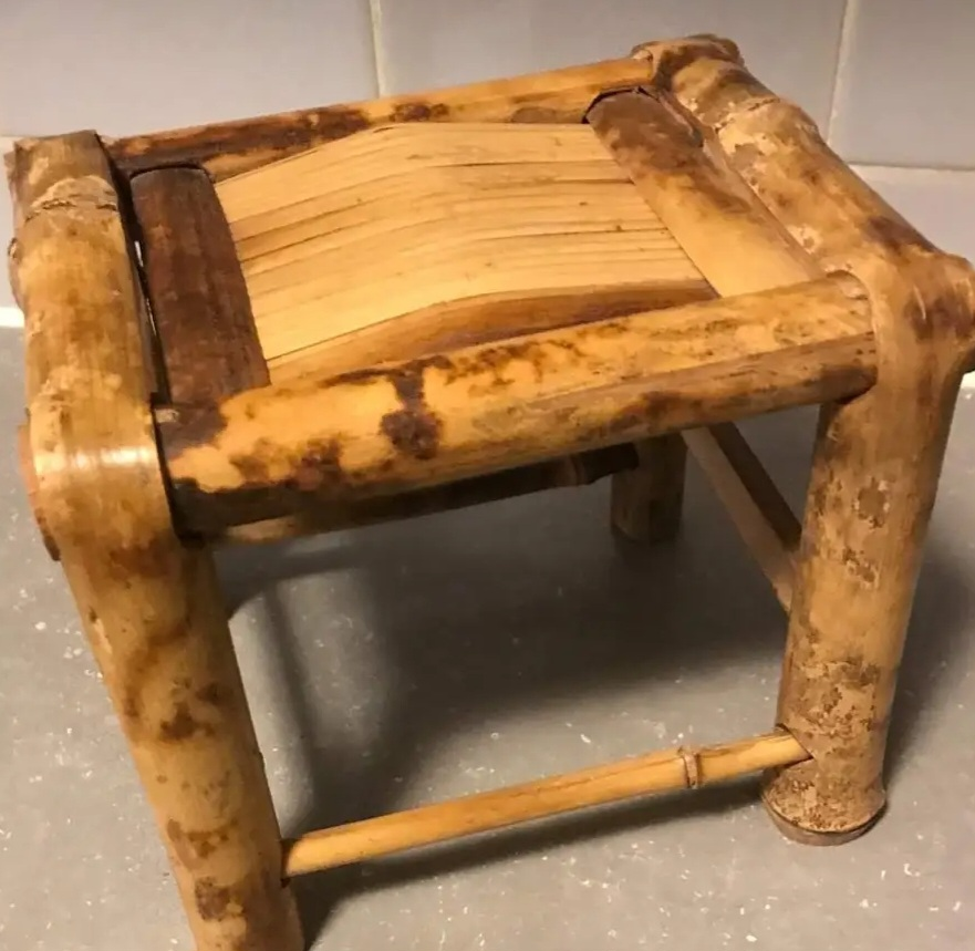 VINTAGE BAMBOO MINI STOOL thumbnail