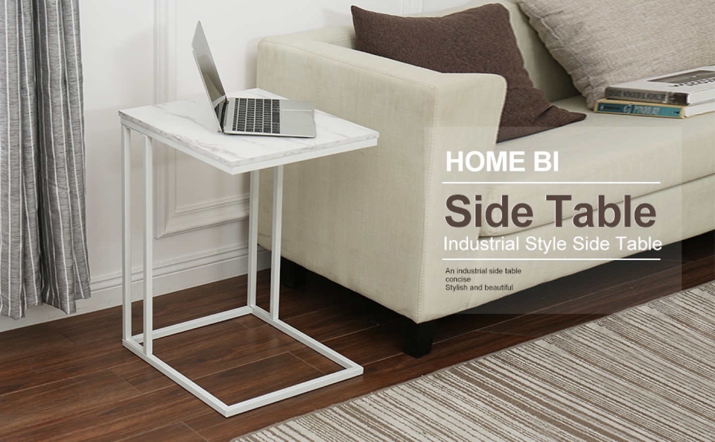 HOME BI C-Shaped Side Table,Modern Simple Sofa Side Table - photo 2