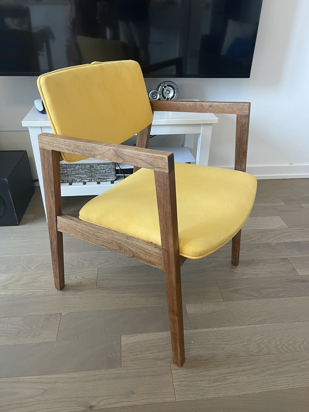 Mid-century yellow armchair thumbnail