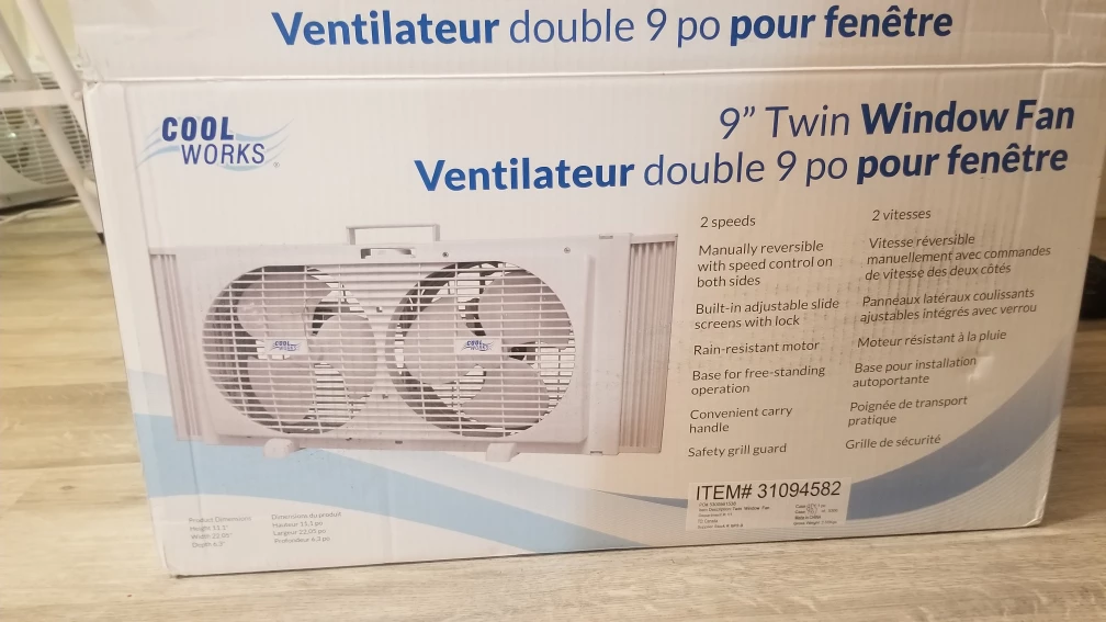 brand new in box -- 9" twin window fan thumbnail