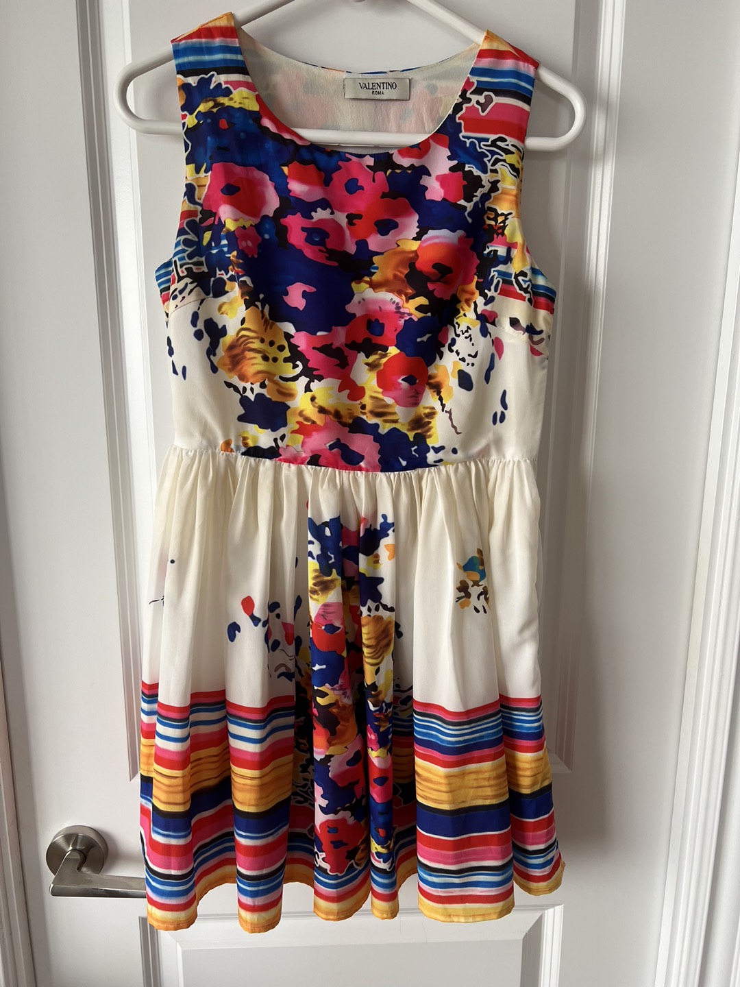 Valentino mini dress with stripes and flower print image indicator(3)