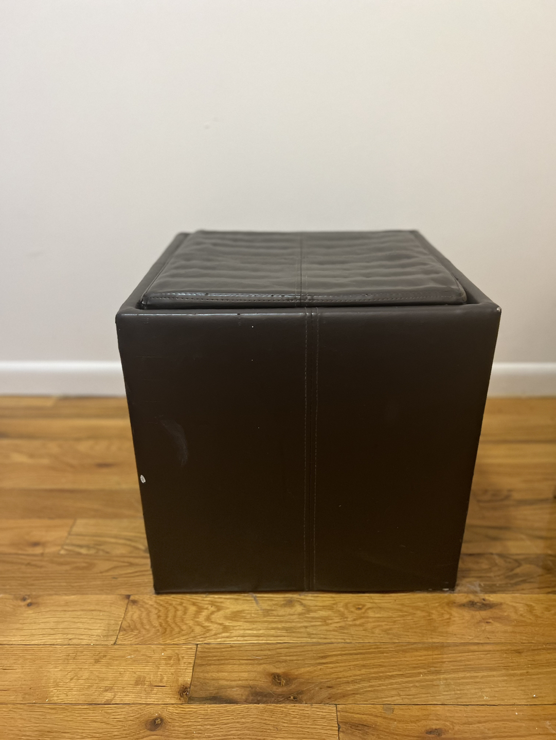 Brown Leather Ottoman with storage