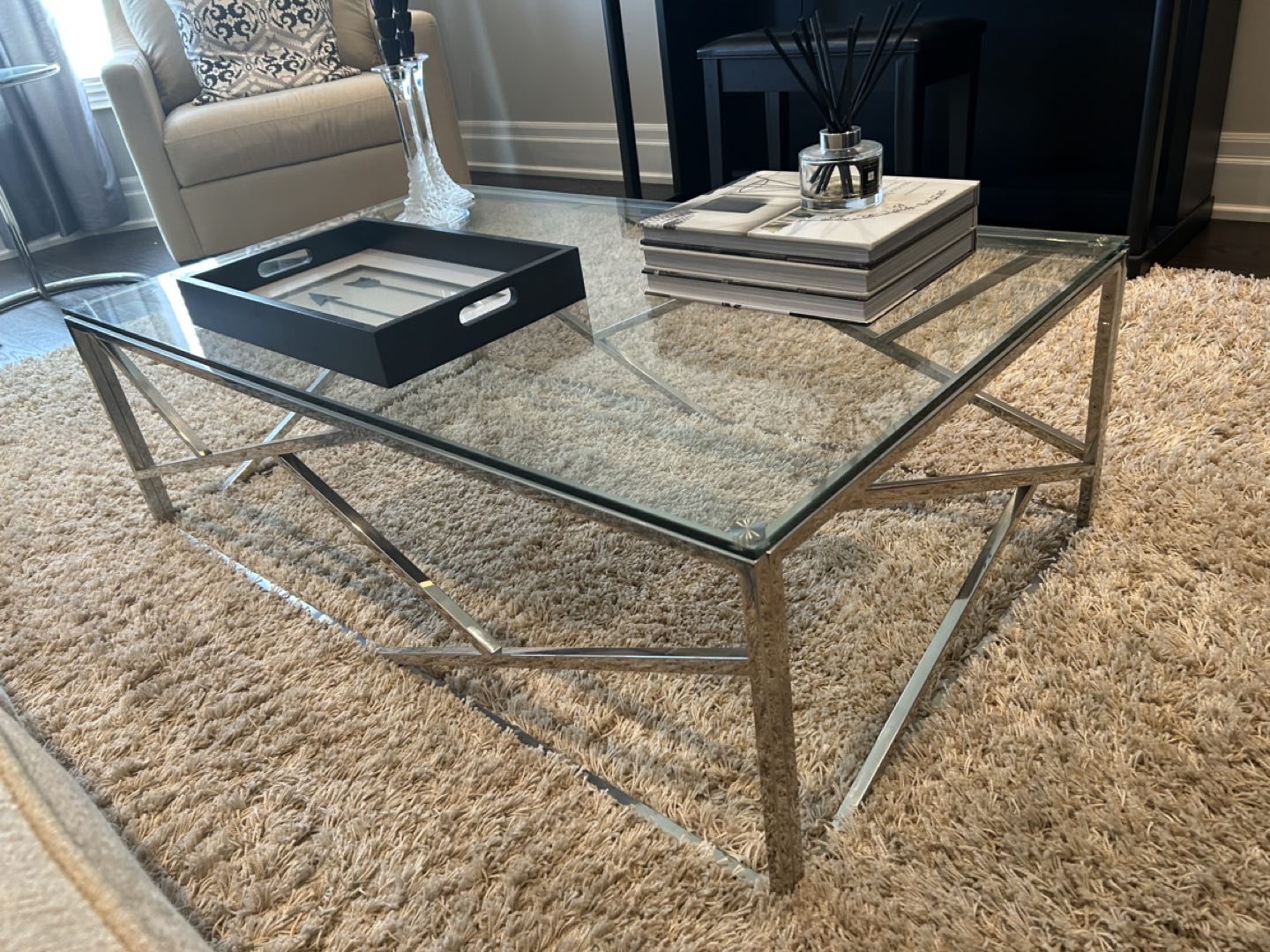 Glass & Chrome coffee table - photo 3