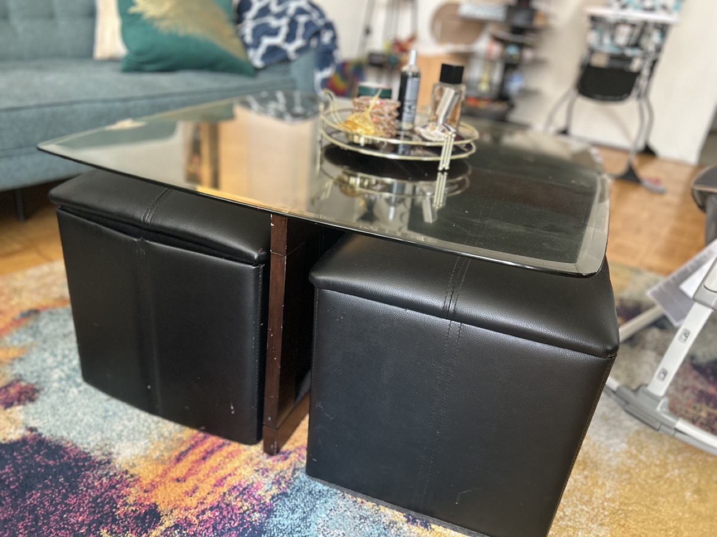 Coffee table with storage boxes and side table thumbnail