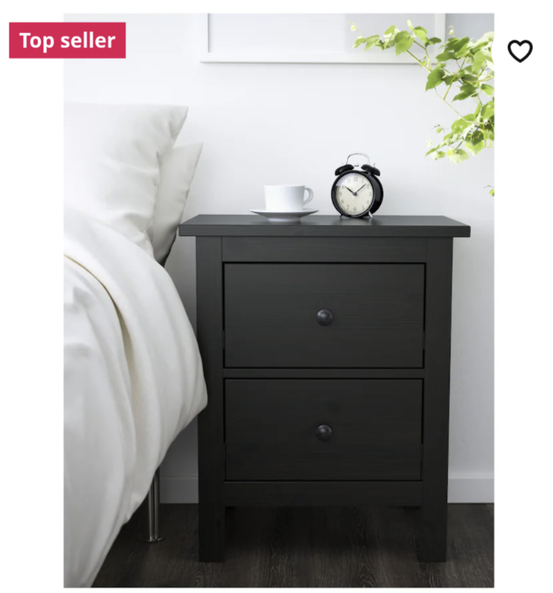 ☀️ IKEA HEMNES 2-drawer chest, bedside table, black/brown