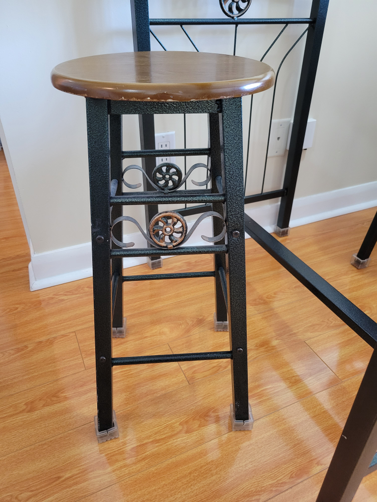 Glass and Iron Breakfast Bar or Patio Table with Bar Stools image indicator(5)