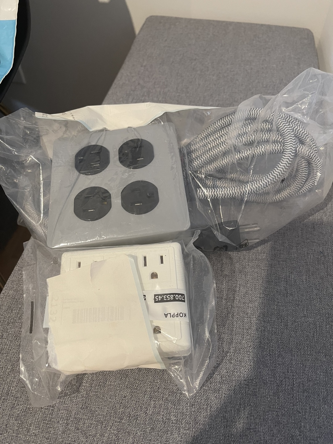 unopened outlet and adaptor plug from ikea