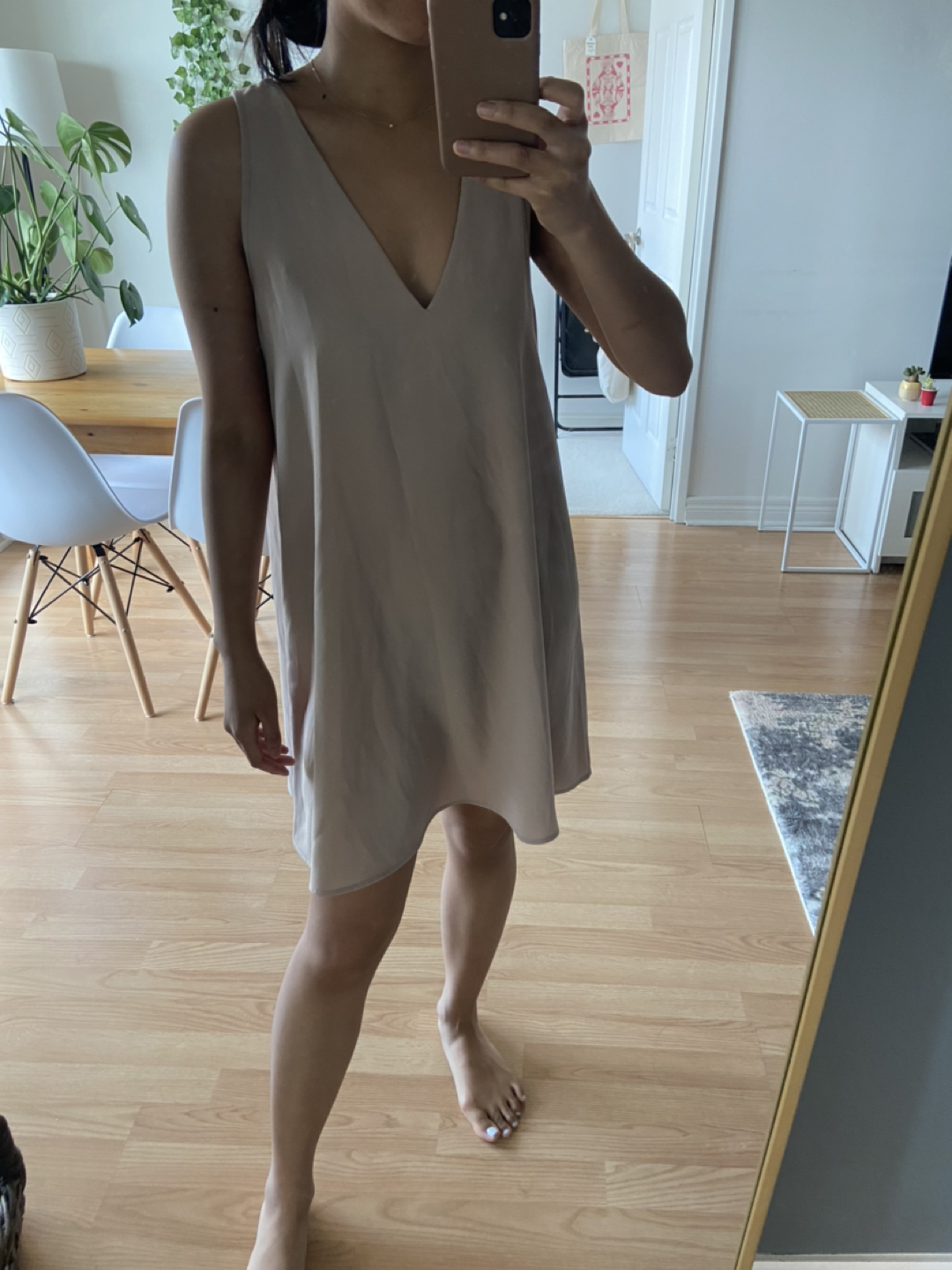 Forever 21 light brown v neck loose dress