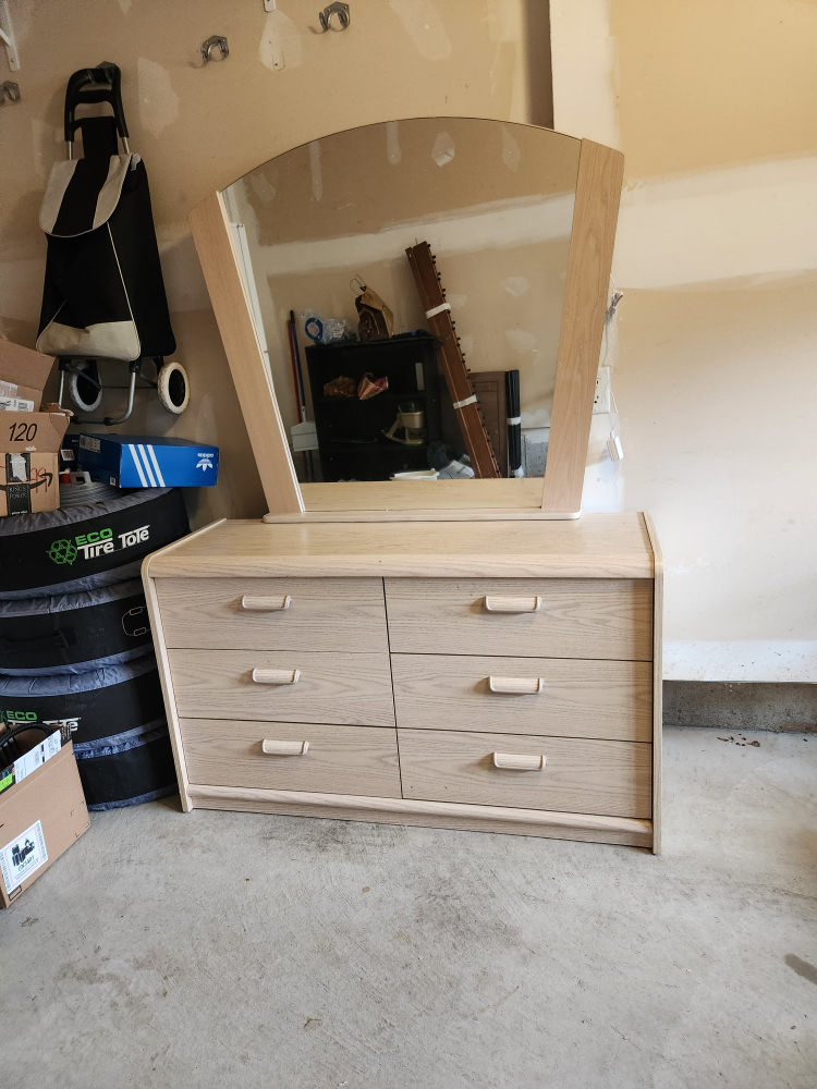 Wooden dresser with mirror, good condition