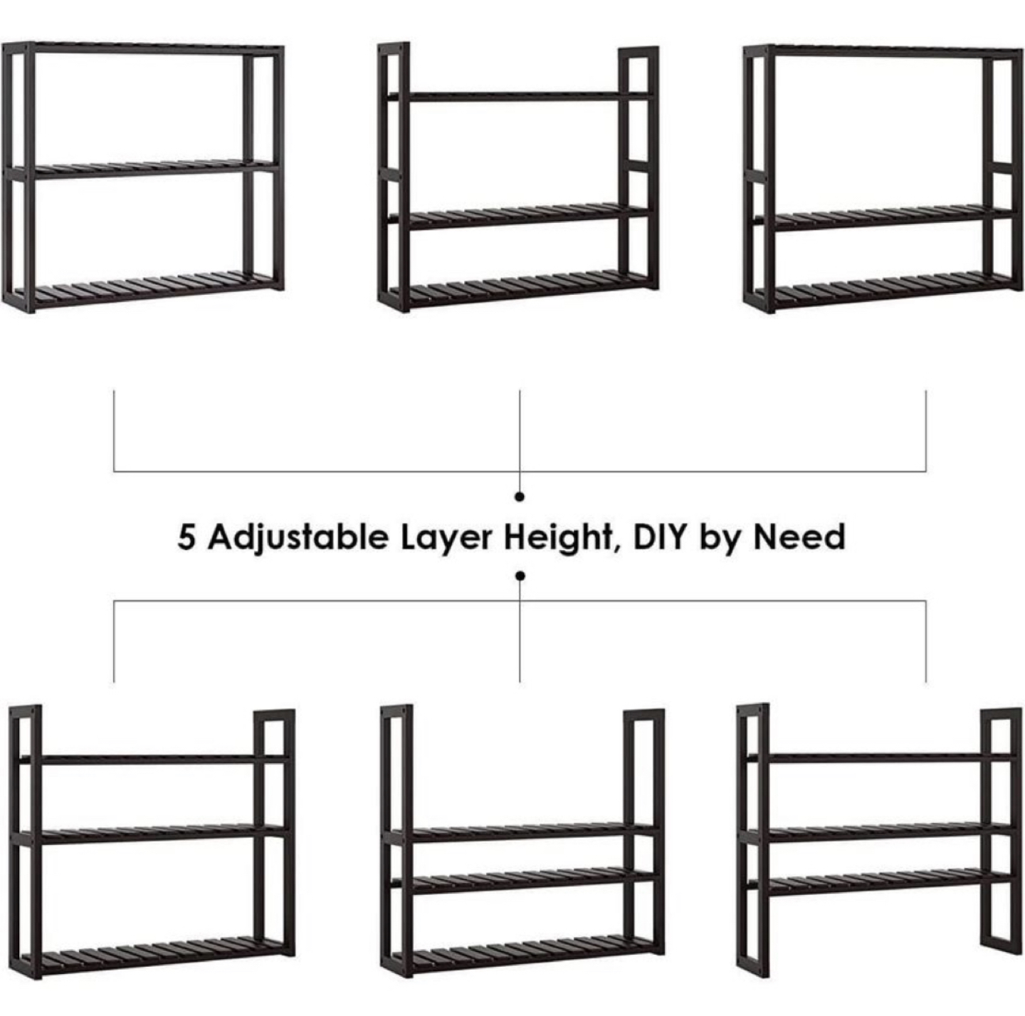 Bamboo Shelf 3-Tier Multifunctional Adjustable Layer Rack - photo 5