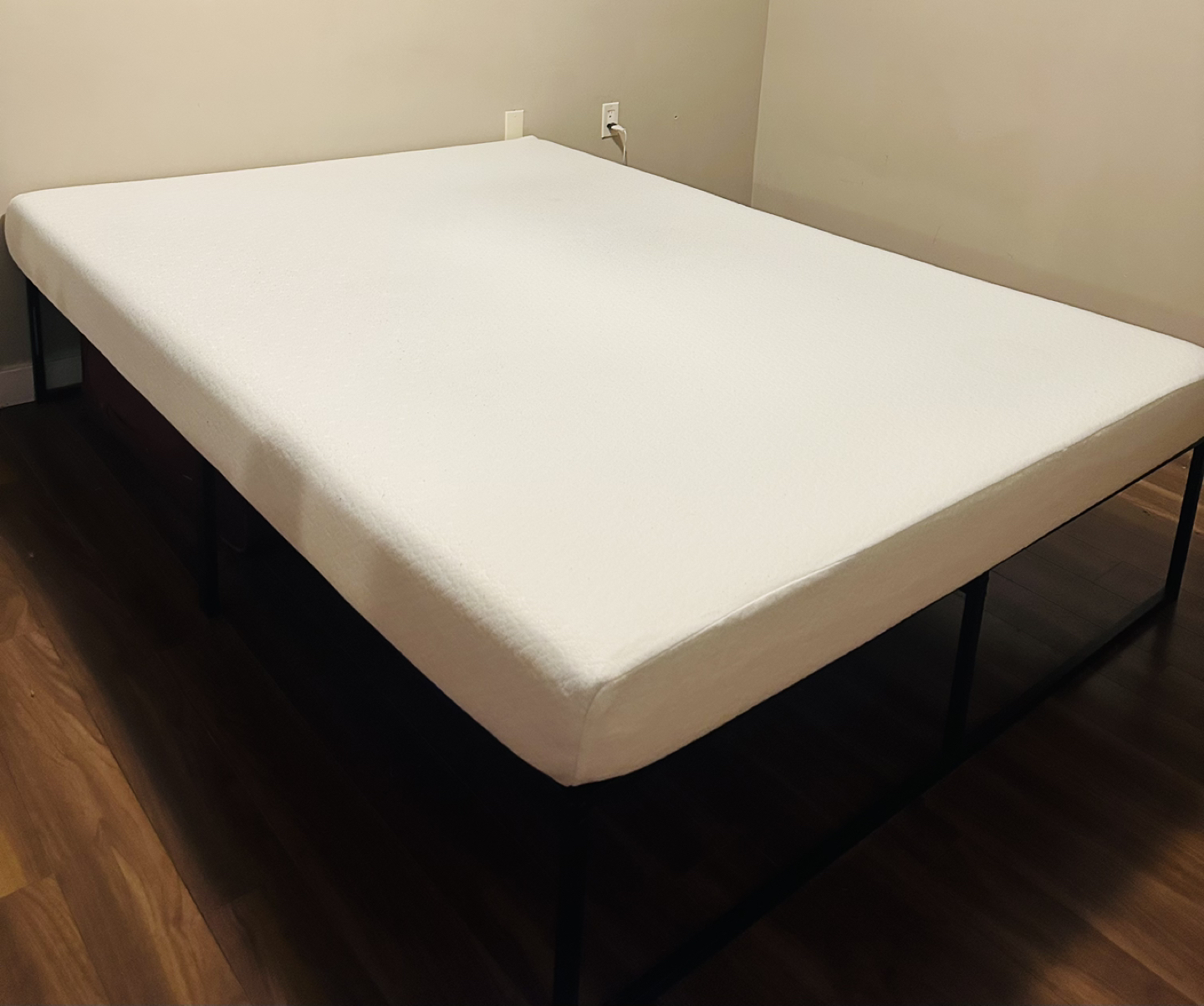 Queen platform bed + mattress