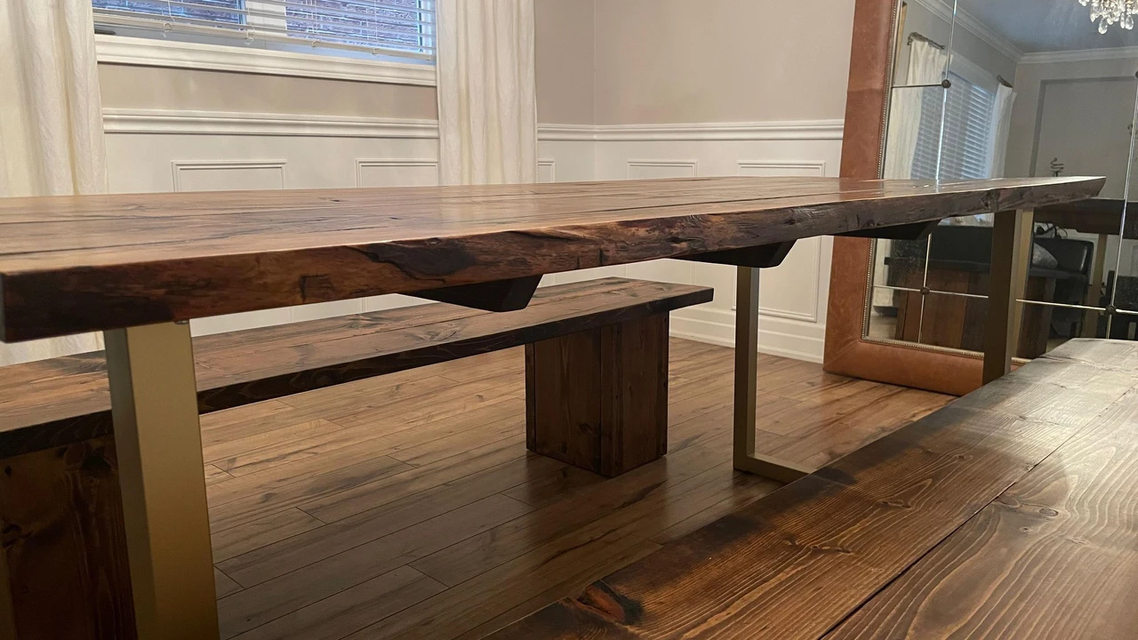Dining table and two benches - photo 5