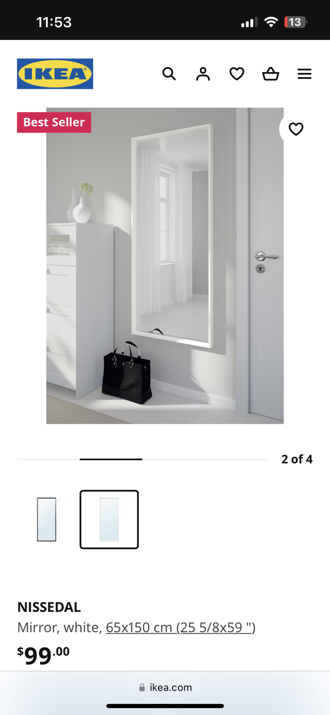 IKEA NISSEDAL full size mirror (65cm x 150) - photo 3