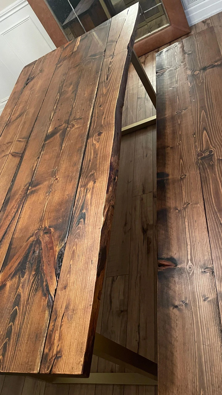 Dining table and two benches - photo 4