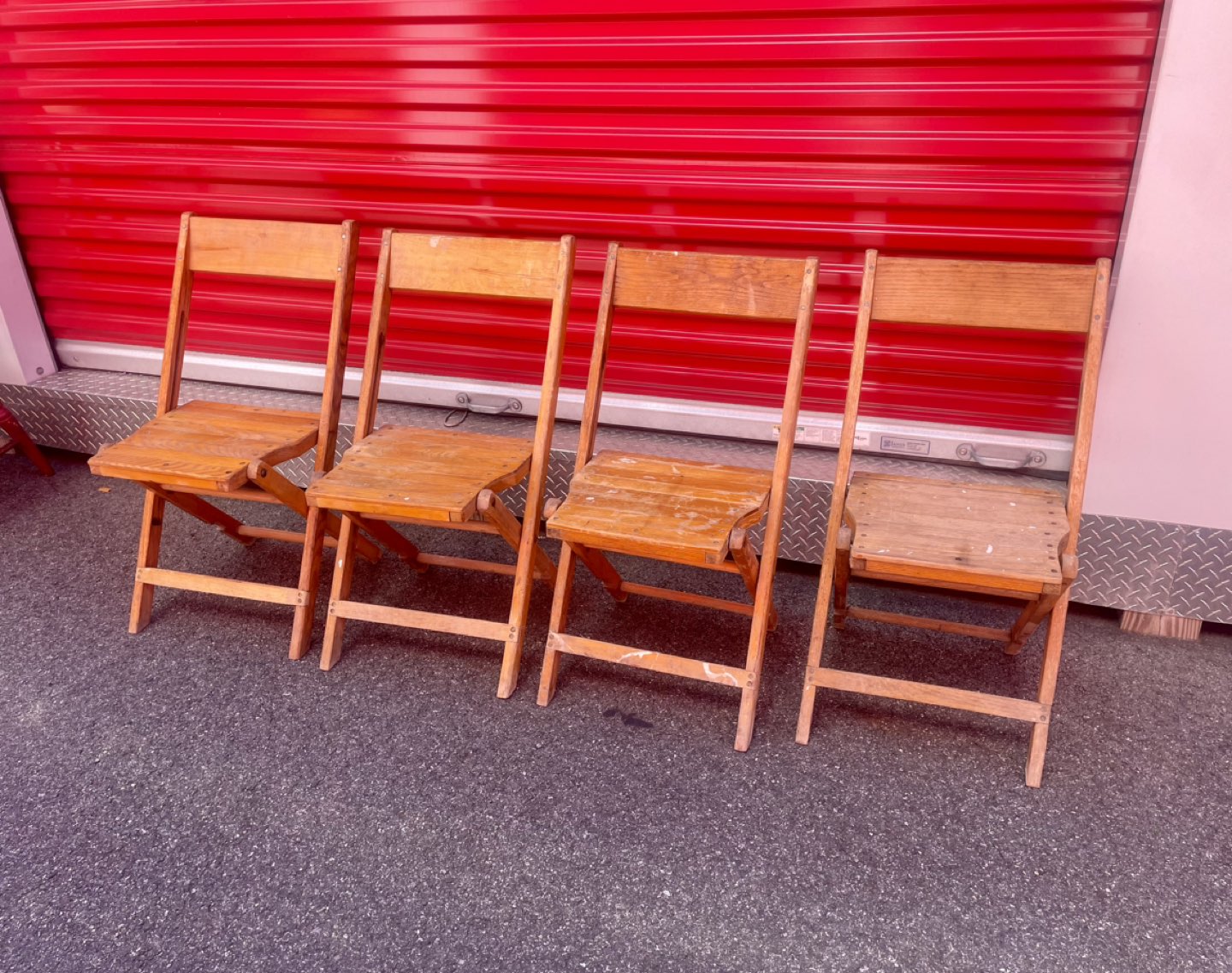 Vintage Snyder Wooden Slatted Church/Hall Folding Chairs