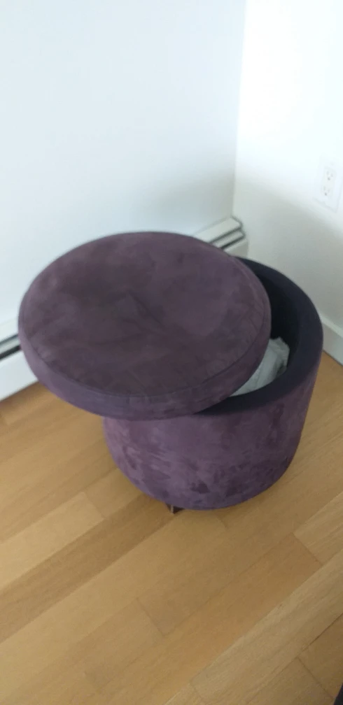 Faux(?) suede Storage ottoman with tray / footstool  thumbnail
