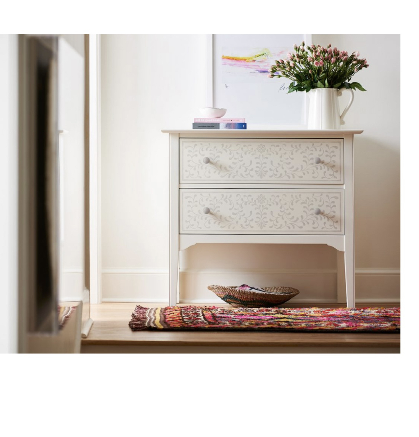 TWO Fabulous sturdy stencilled 2 drawer chest/nightstand image indicator(2)