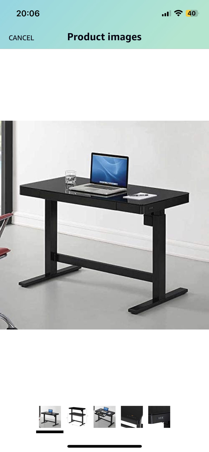 99% New Black Glasses Top Height Adjustable Table