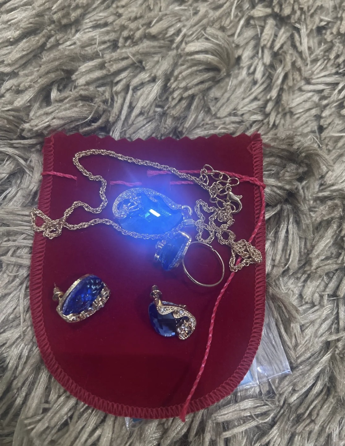 blue gemstone necklace, ring and earrings.. Take all 😍 - photo 2