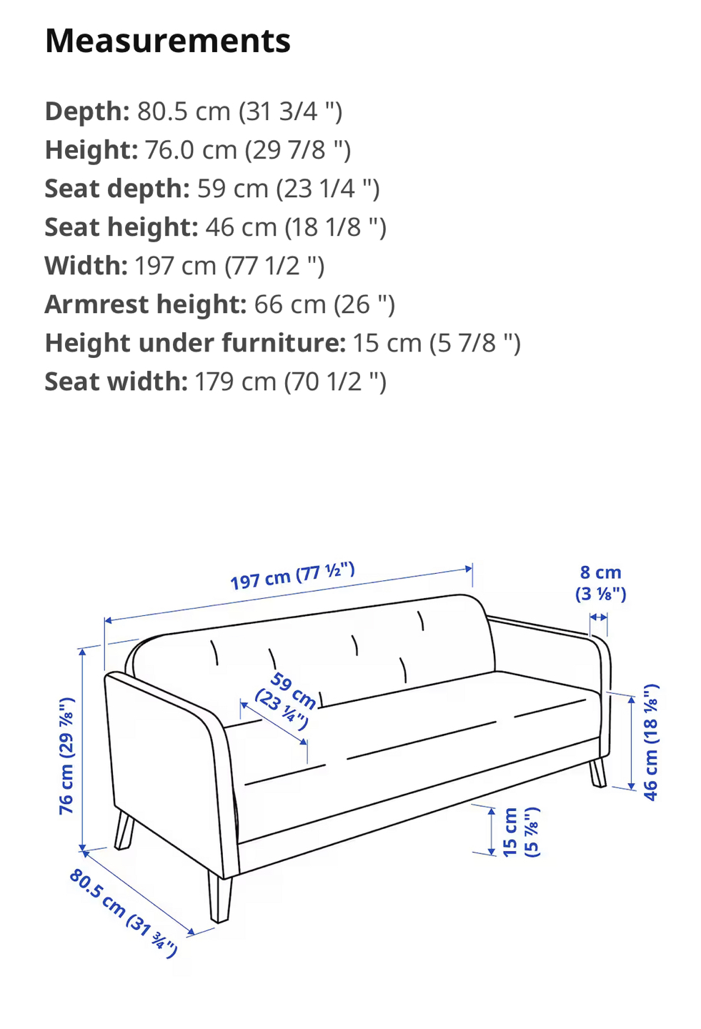 Black couch (IKEA) used for 10 months - photo 2