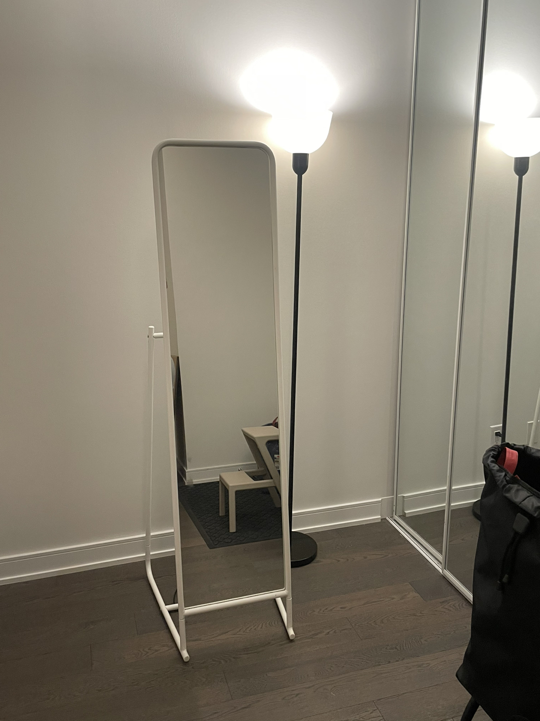 Full length mirror with hooks on back