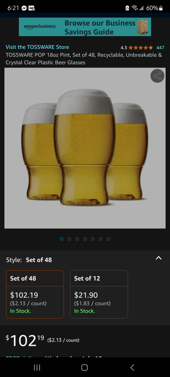 Tossware Beer Glasses (Resuable)