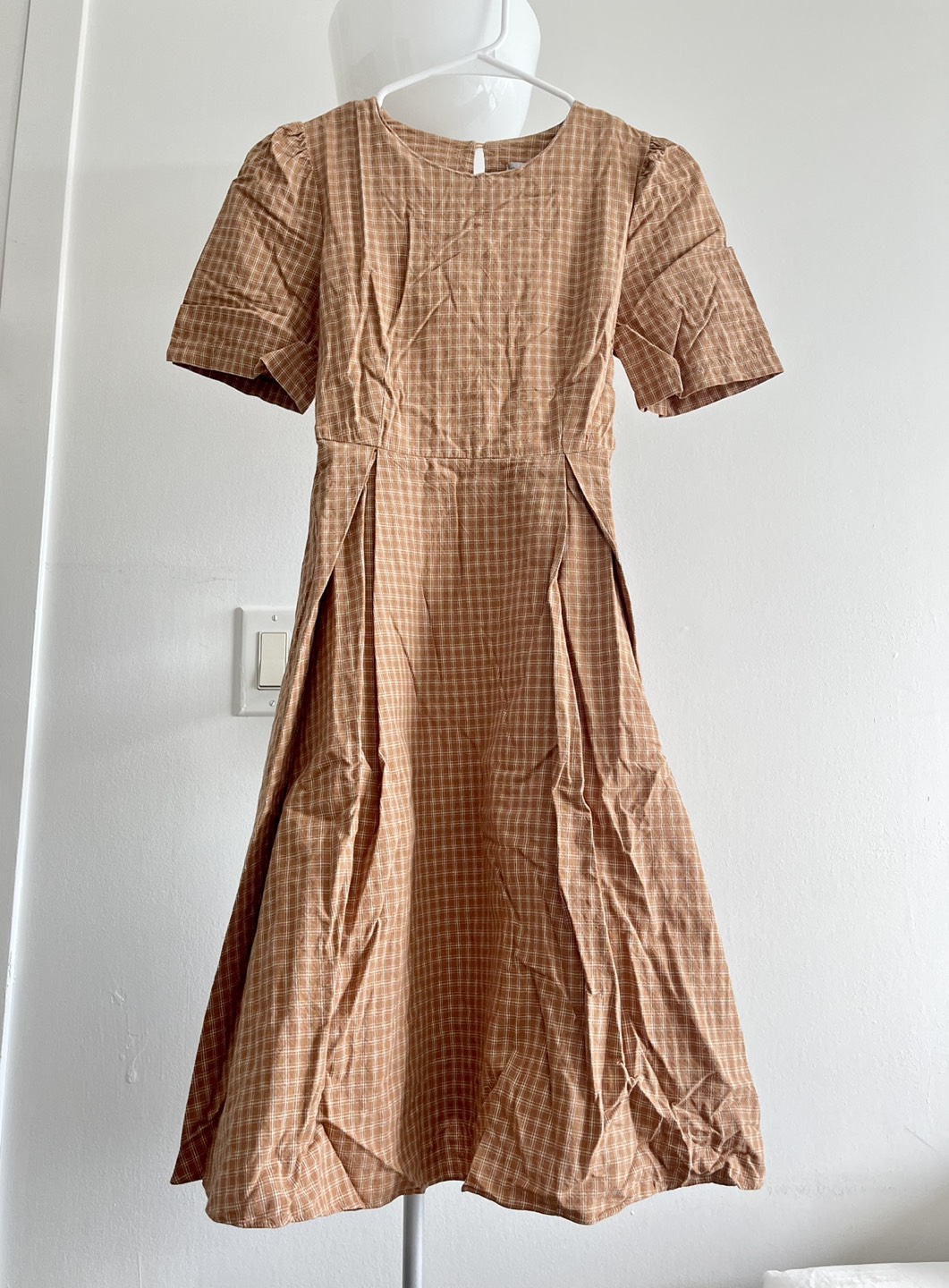 Korea- Vintage style Checkered Dress
