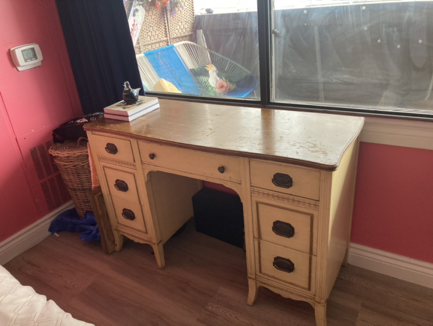 Vintage antique wooden desk thumbnail