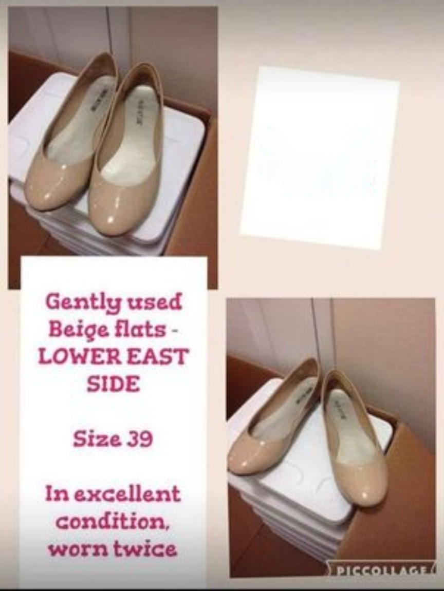 Beige Shinny Flats size US 39 &15