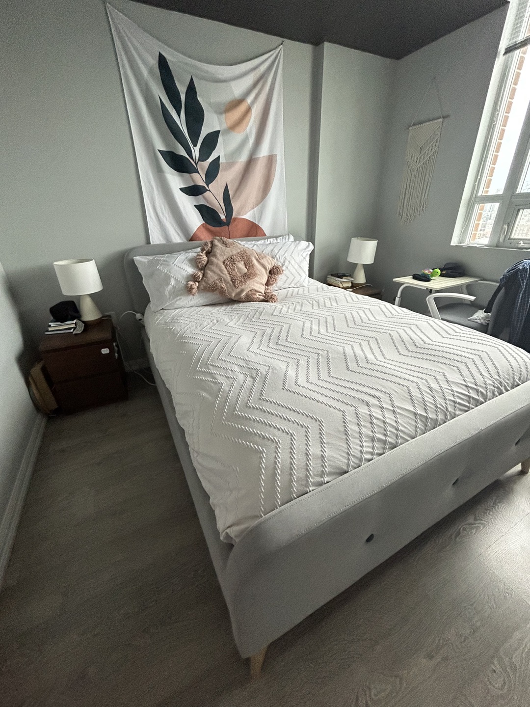 Queen bed frame and mattress
