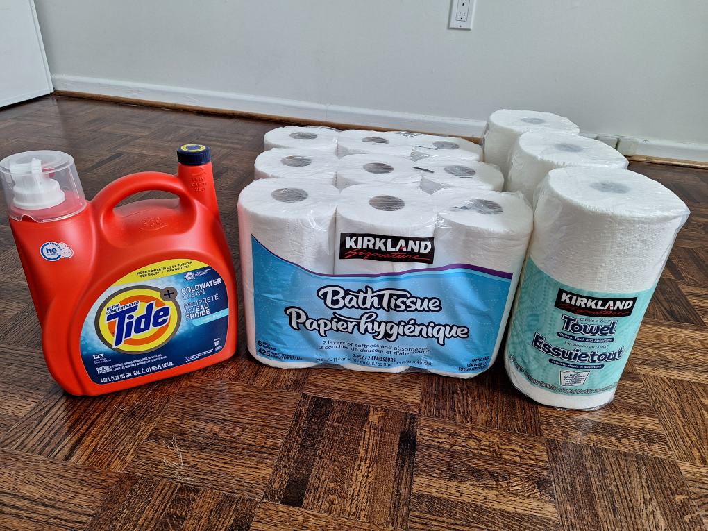 Tide Ultra Concentraded + Kirkland Bath Tissue + Kitchen Towel