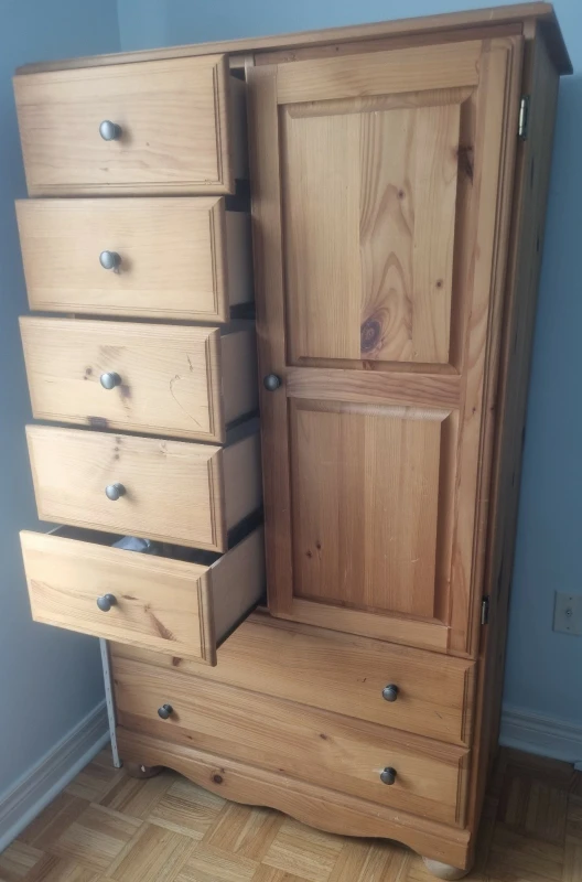 Wood dresser. 5 smalls drawers,  2 big ones, 3 other sections image indicator(2)