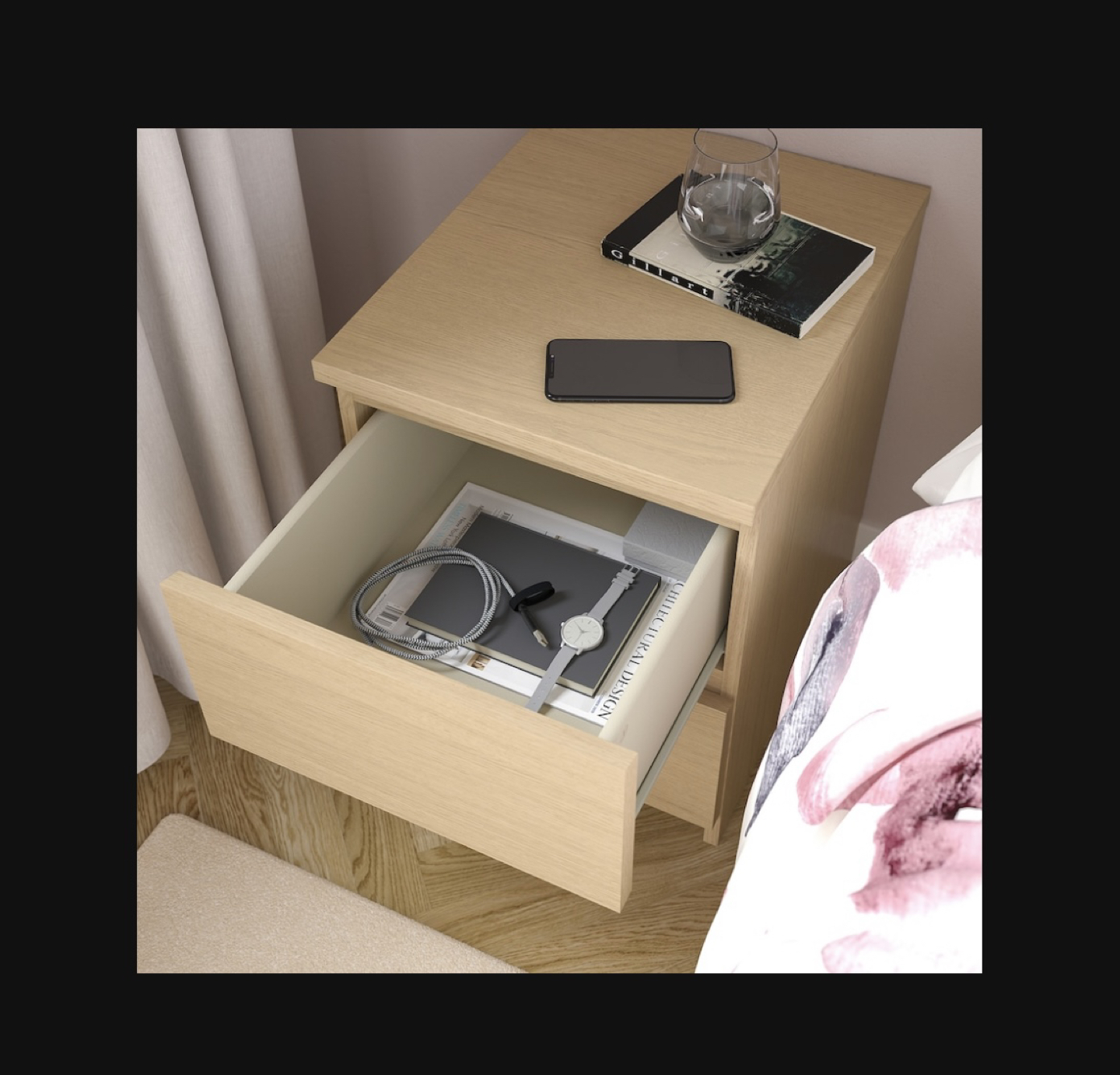 Ikea - Malm drawer nightstand (oak) - photo 2