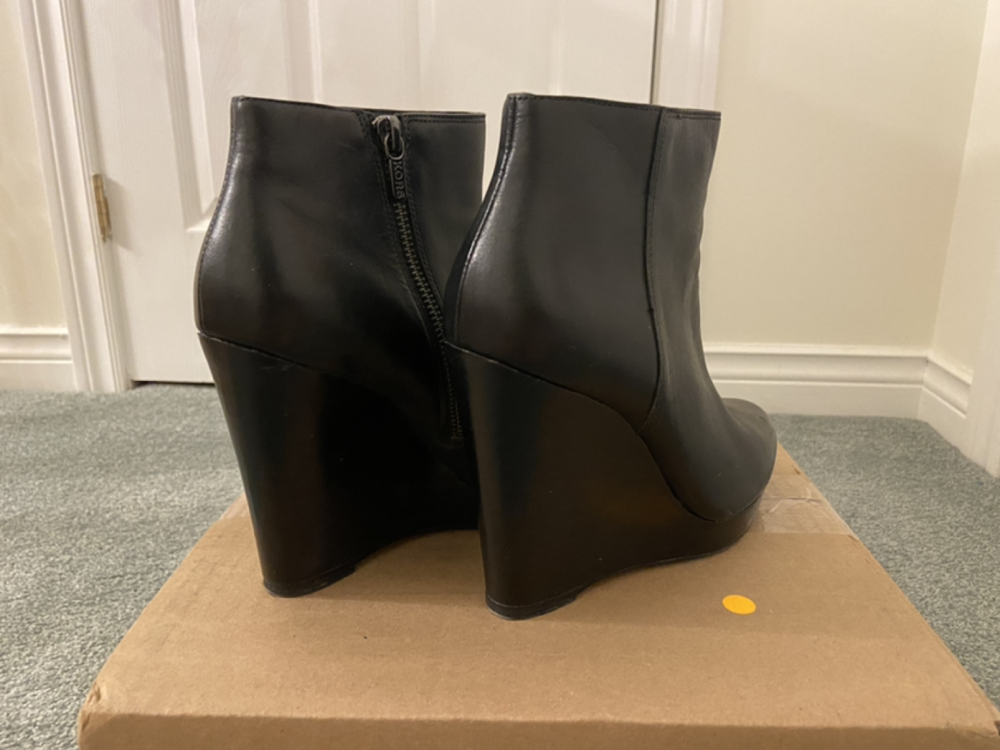 Michael Kors Black Leather Wedge Boots image indicator(4)