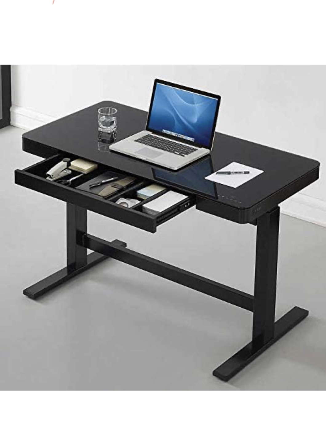 99% New Black Glasses Top Height Adjustable Table - photo 2
