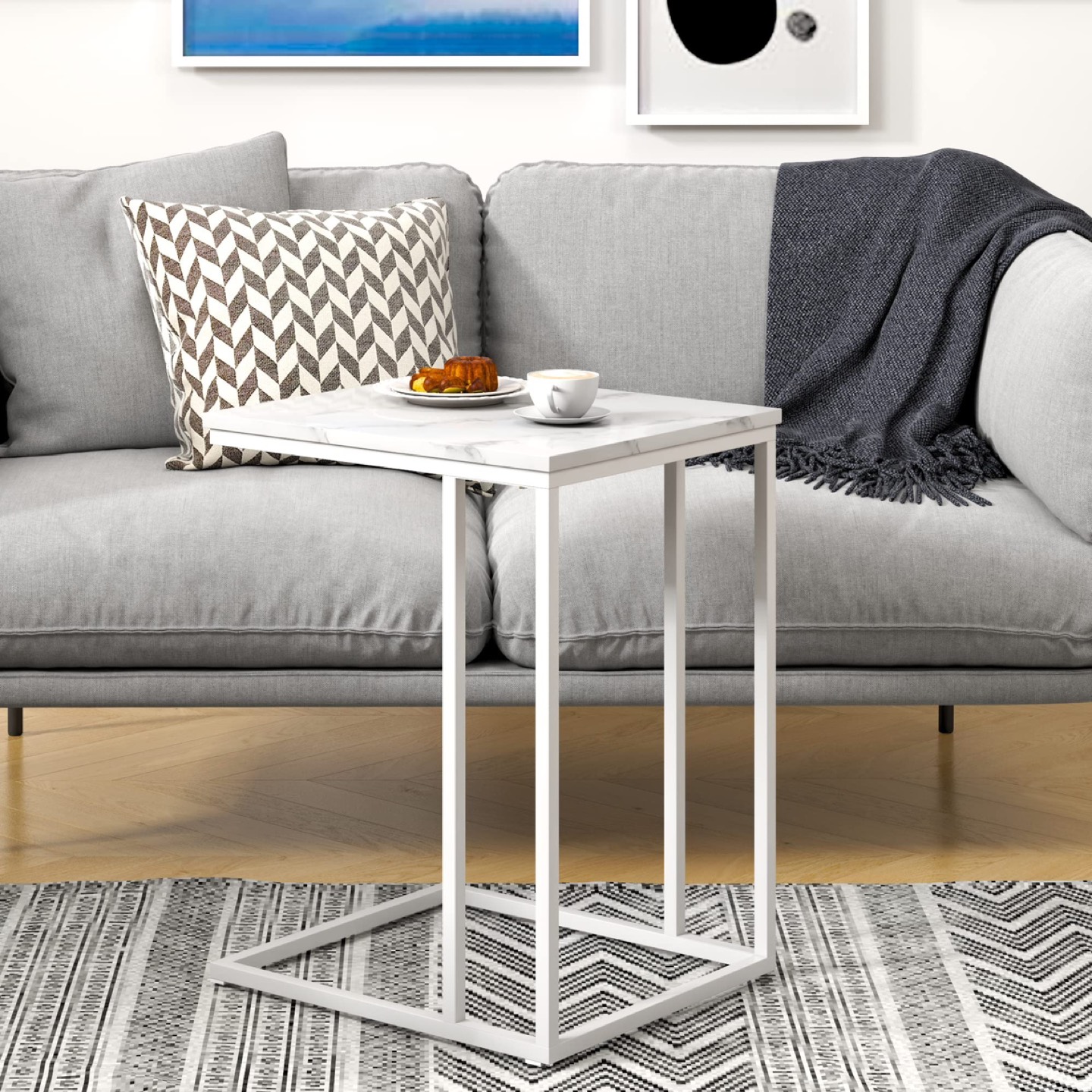 HOME BI C-Shaped Side Table,Modern Simple Sofa Side Table - photo 4