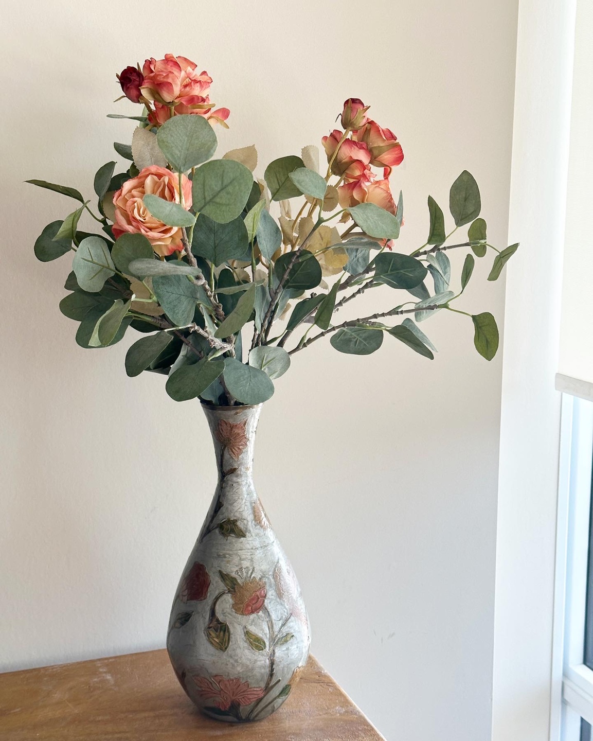 Vintage Brass and Enamel Cloissone Vase thumbnail
