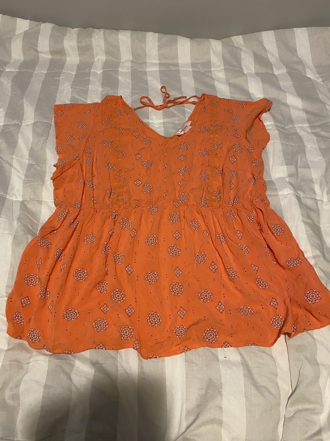 💰Size 1X In Every Story Orange Blouse thumbnail