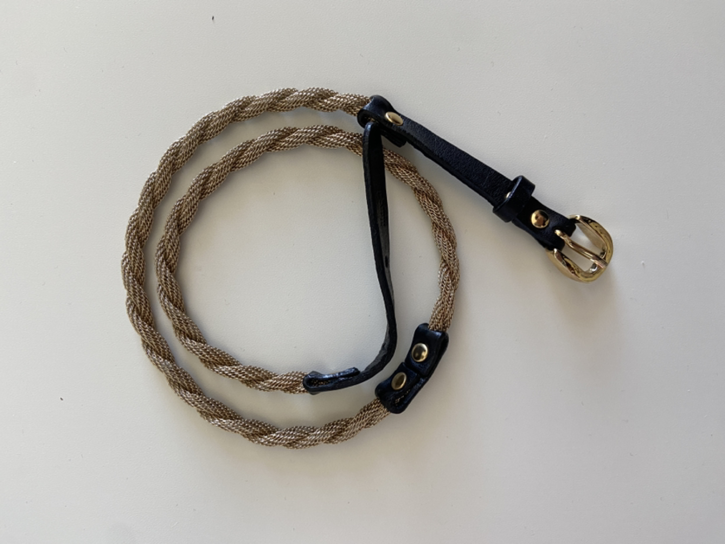 Gold & black leather wrap bracelet image indicator(4)