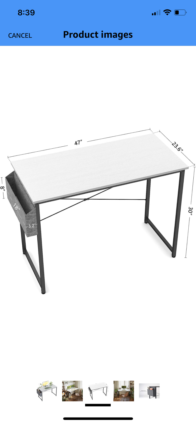 47” Computer Desk with Storage Bag - photo 2