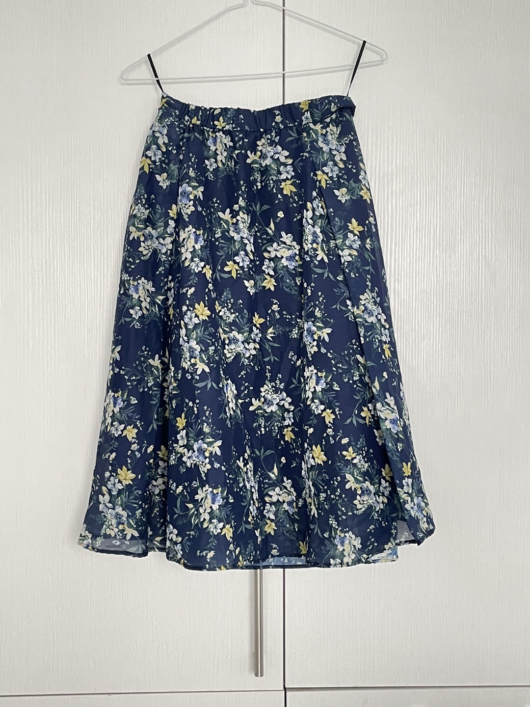 Navy blue floral skirt thumbnail