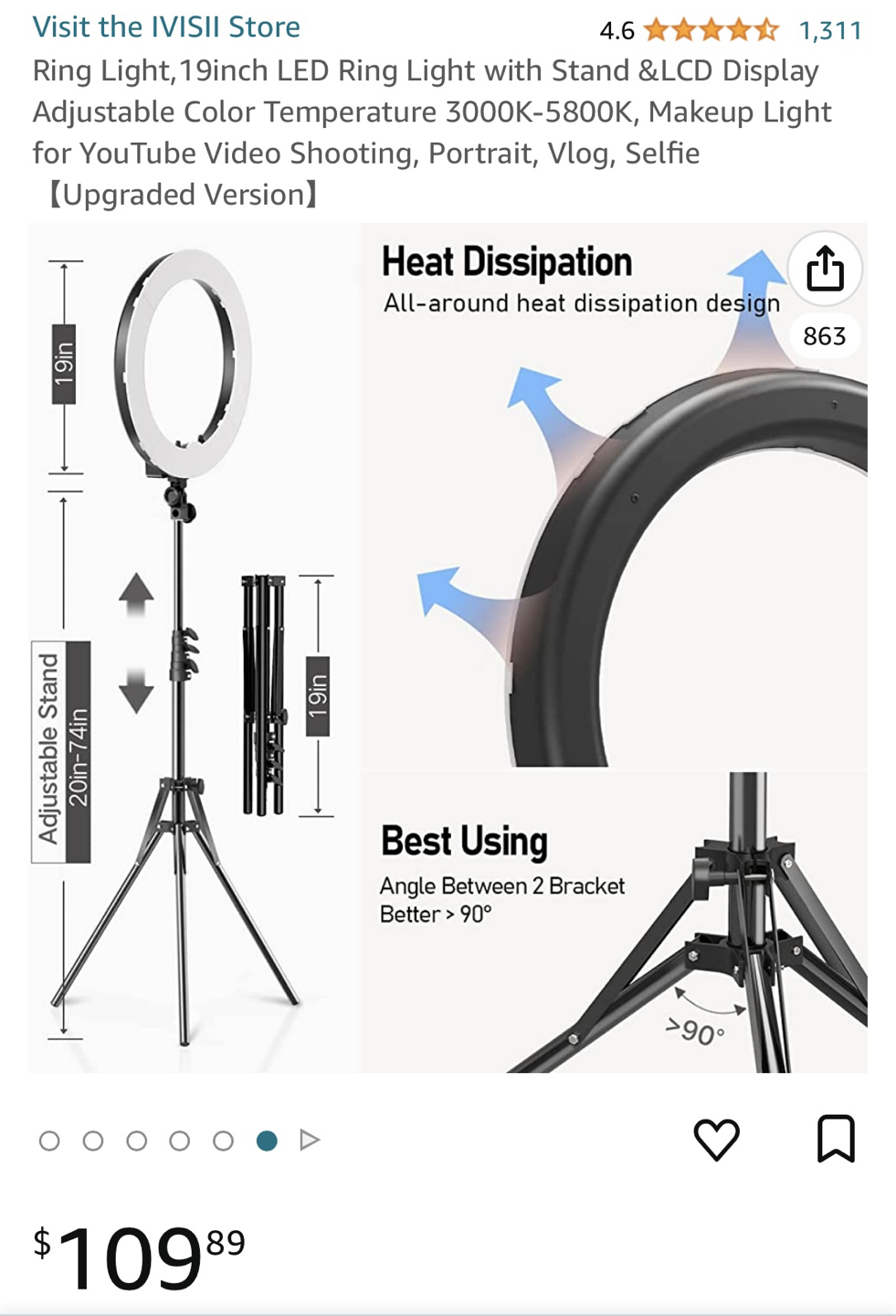 19 inch LED Ring Light with Stand & LCD Display☀️ - photo 3