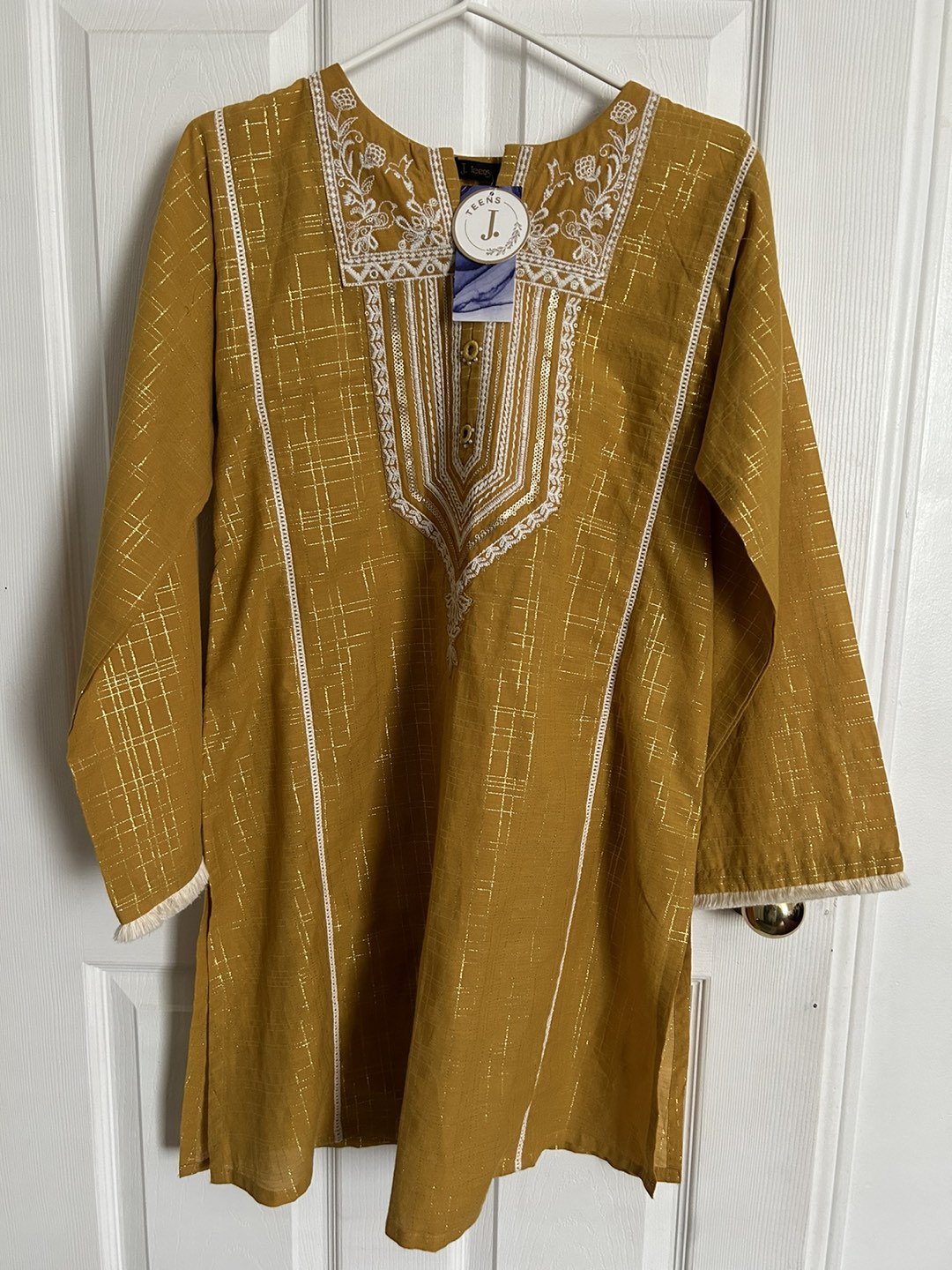 J. Teens Girls Yellow and Golden 2 Piece Suit