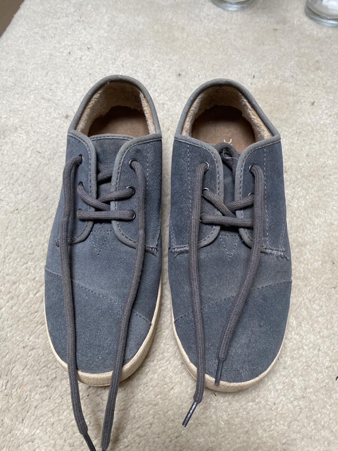 About to donate* TOMS shoes - blue suede, fleece lining thumbnail
