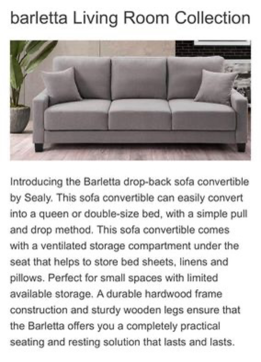 Bartletta drop back convertible Queen sofa bed by Sealy image indicator(7)